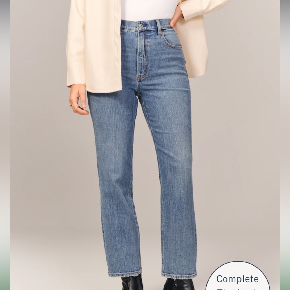 Abercrombie high rise ankle straight jeans